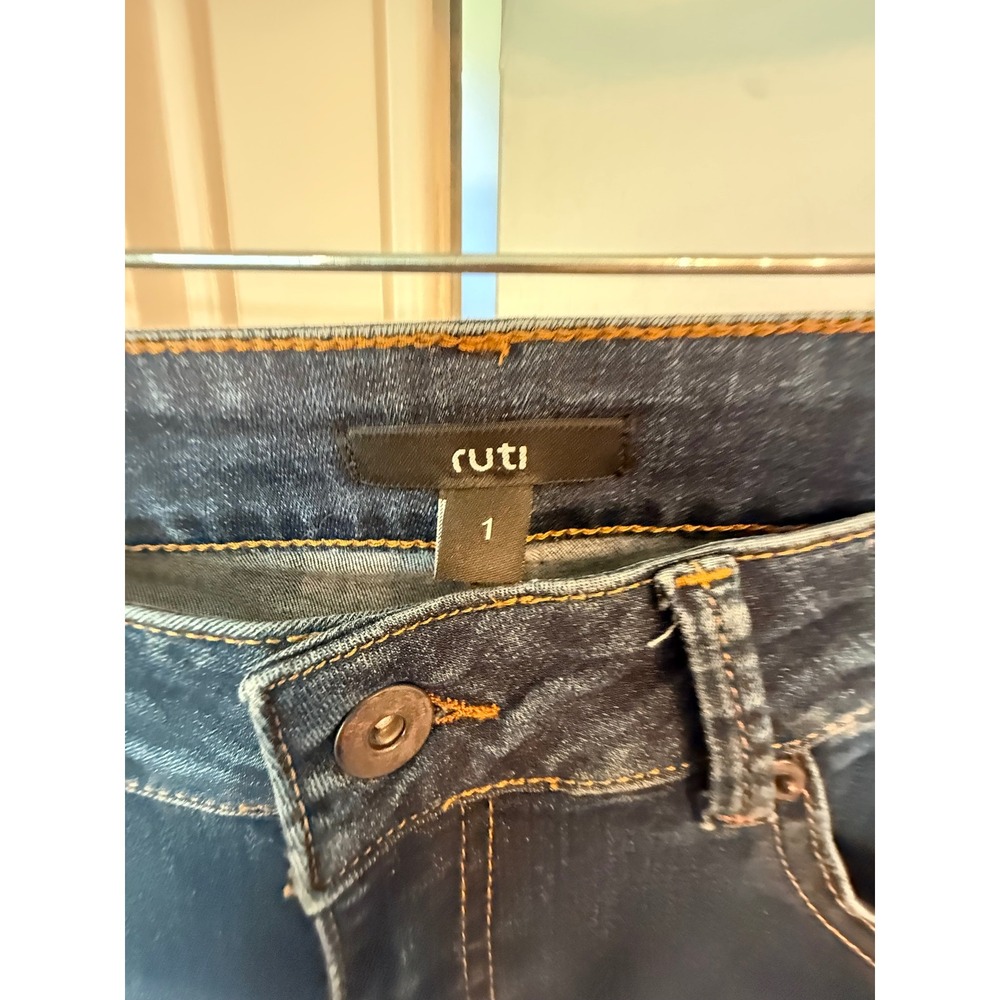 Ruti Women Dark Wash Slim Fit Tapered Denim Jeans Size 1 Blue Designer Pants - Picture 2 of 4